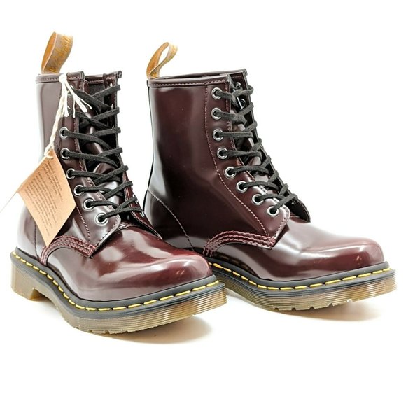 Dr. Martens Shoes - Dr Martens Women Vegan 1460 Cherry Red Lace Up Ankle Boots Size 6 NWT